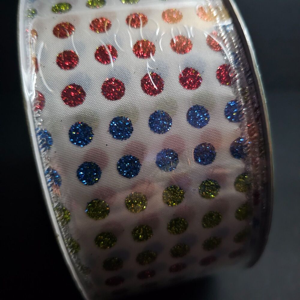 New Member's Mark Polka Dot Christmas Premium Ribbon 2.5 Inch 50 Yards